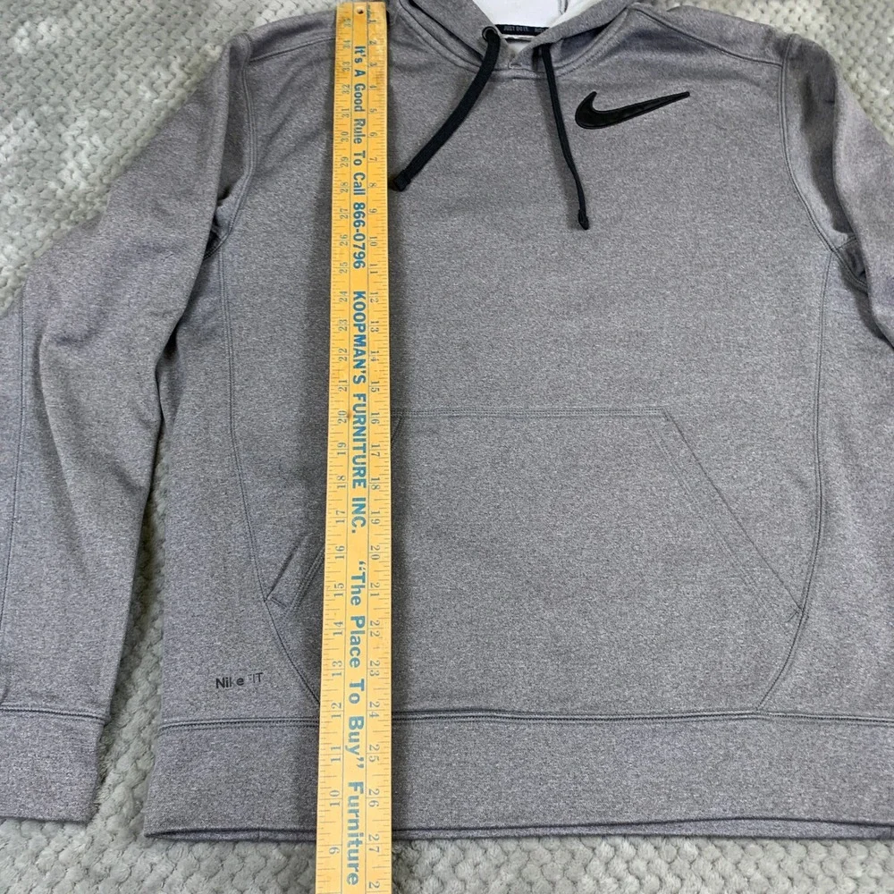 Nike FIT Mens Gray Pullover Hoodie Sweatshirt Swoosh Logo 341515-076 Size M